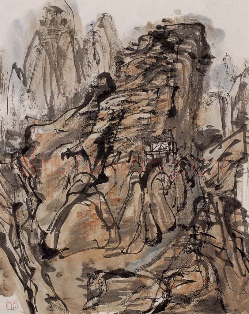黄胄《山石》书画作品