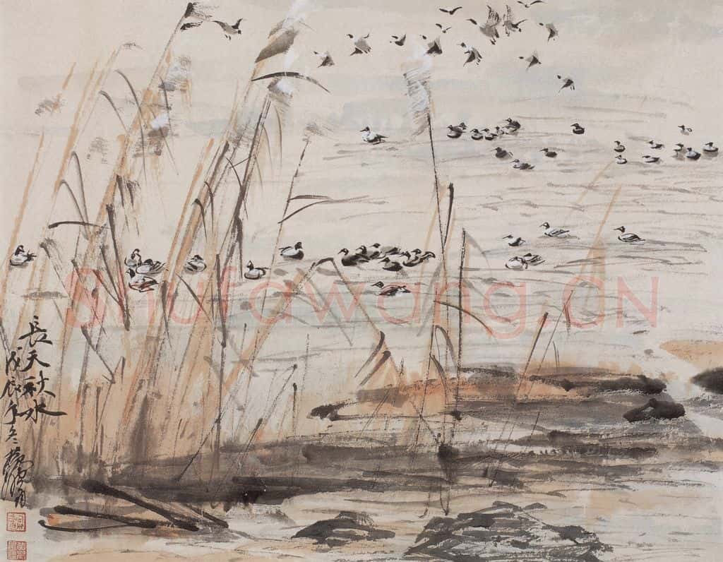 1988年 黄胄《长天秋水》书画作品
