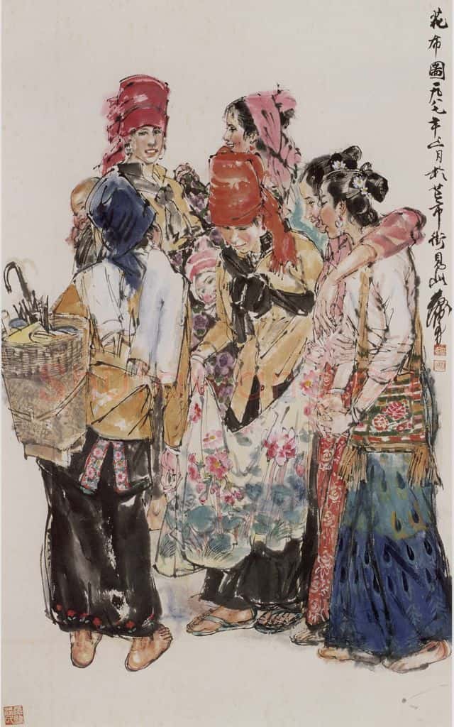 1987年 黄胄《花布图》书画作品