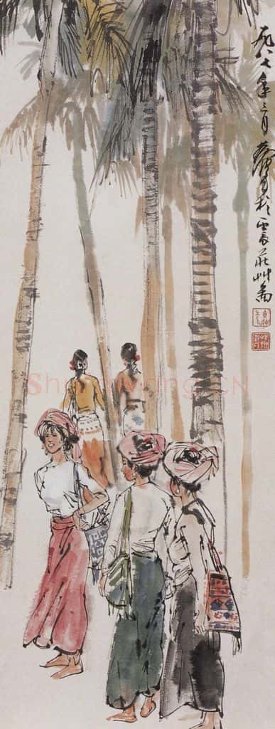 1987年 黄胄《傣族妇女》书画作品