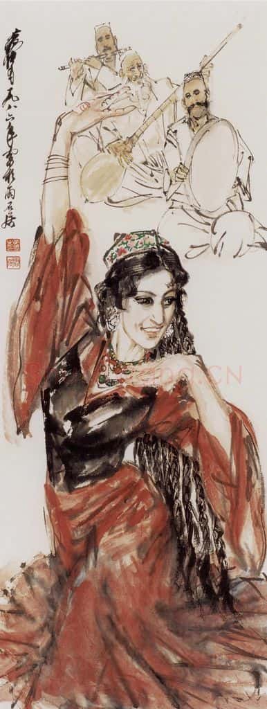 1986年 黄胄《鼓舞》书画作品