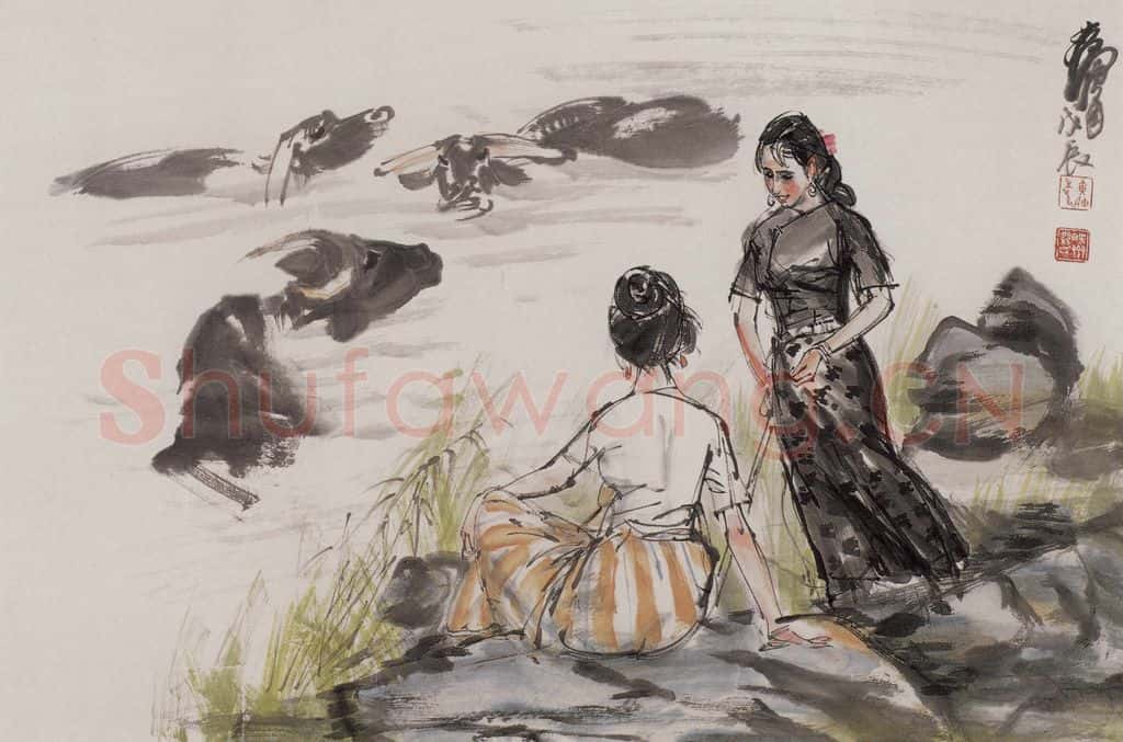 1988年 黄胄 放牛 书画作品