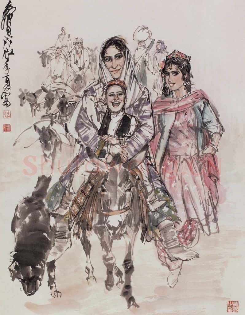 1988年 黄胄 赶集 书画作品