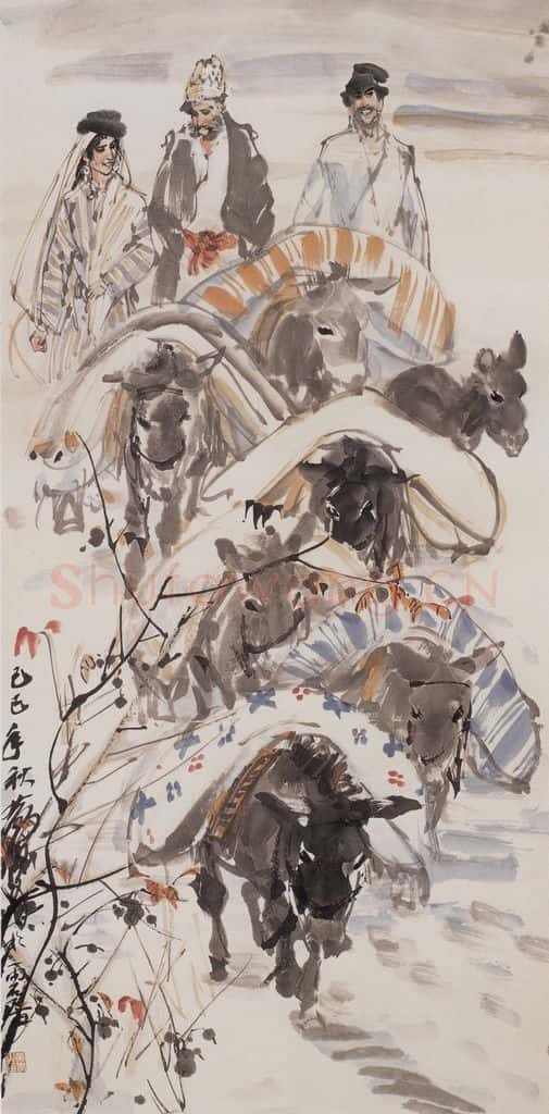 1989年 黄胄 运粮 书画作品