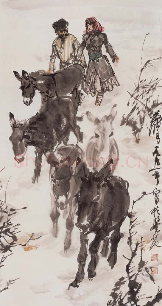 1991年 黄胄《赶驴》书画作品