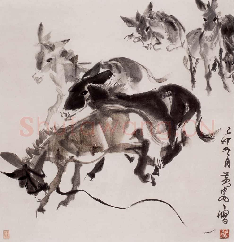 1975年 黄胄 六驴图 书画作品