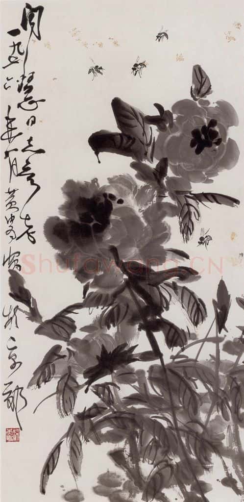 1976年 黄胄 水墨花卉 书画作品