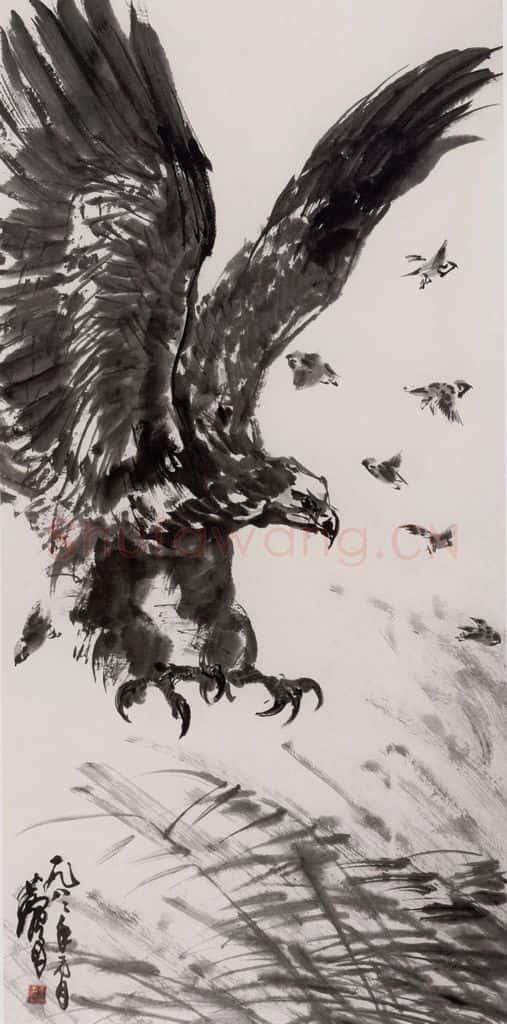 1982年 黄胄 鹰 书画作品