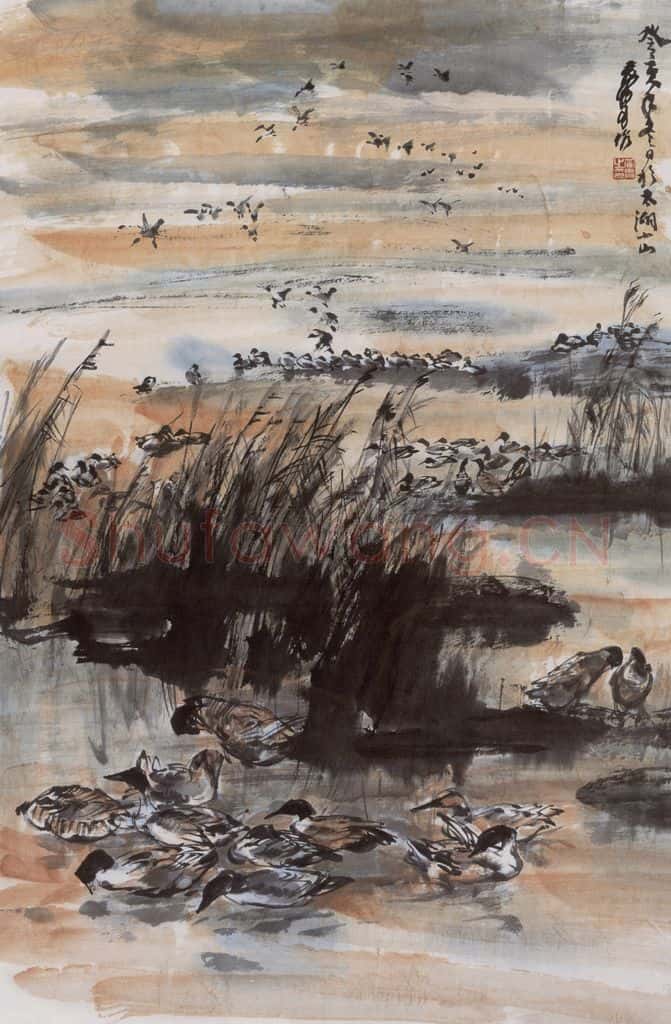 1983年 黄胄 野鸭 书画作品