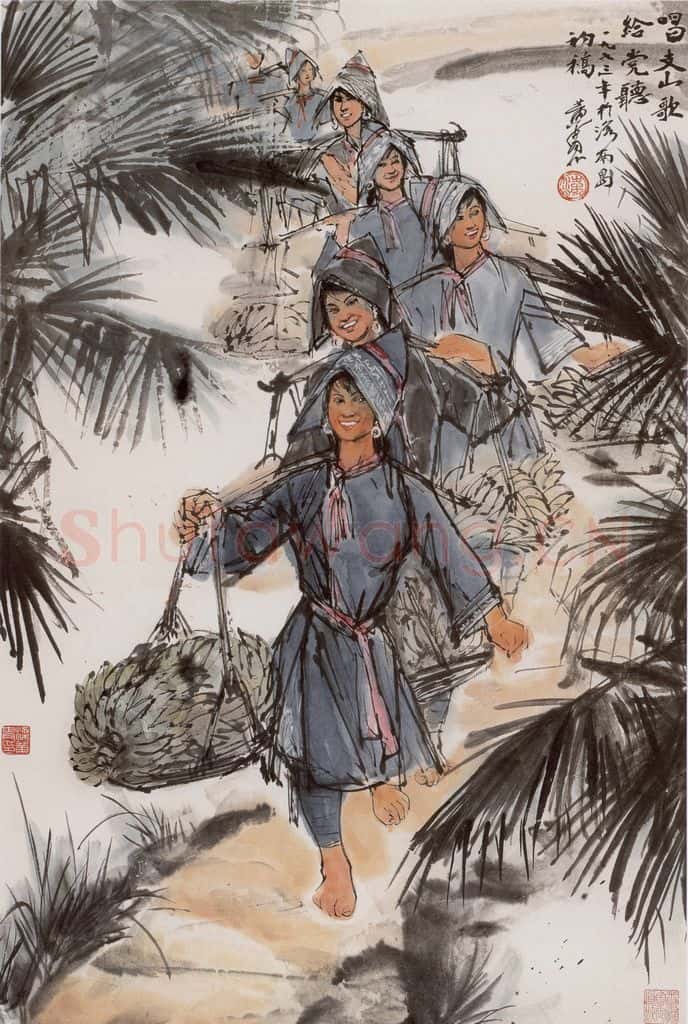 1973年 黄胄 唱支山歌给党听 书画作品