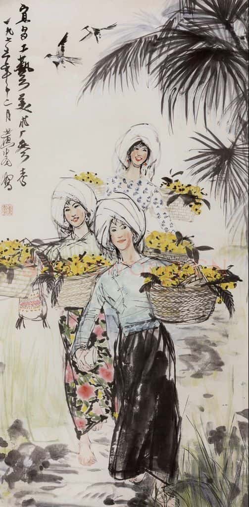 1975年 黄胄 丰收之歌 书画作品