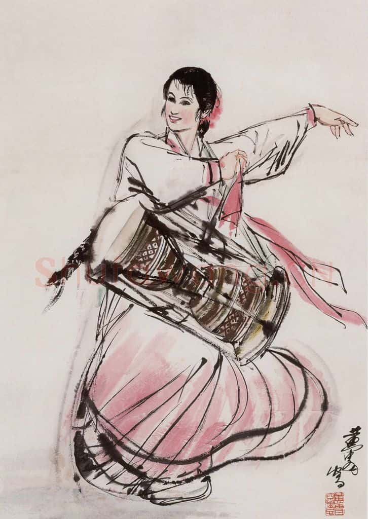黄胄《朝鲜舞》书画作品