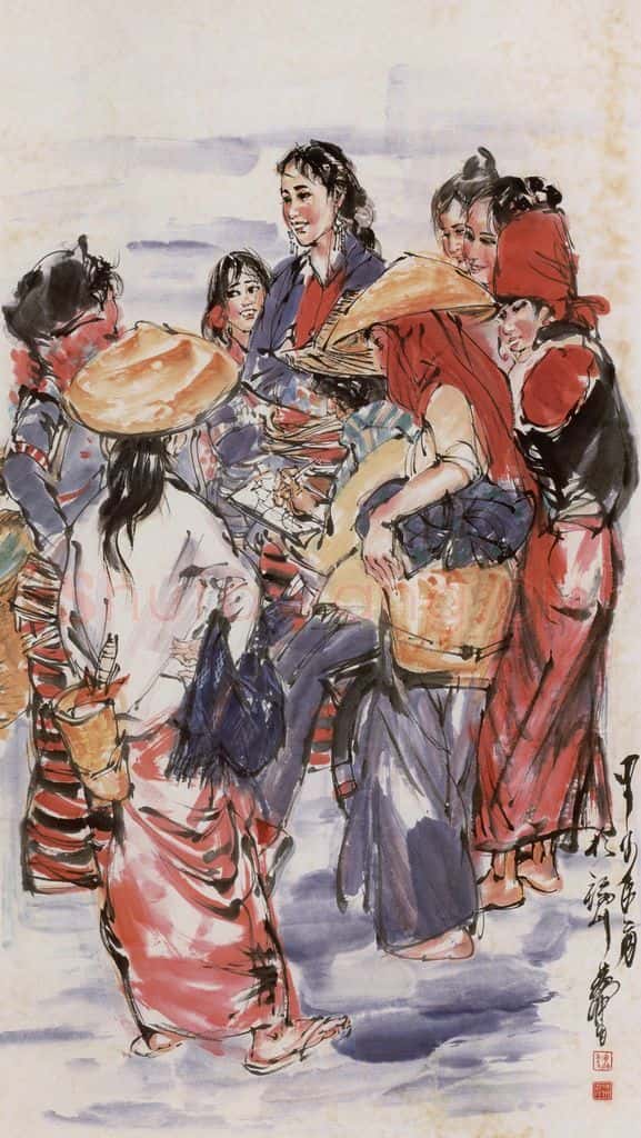 1984年 黄胄《少数民族姑娘》书画作品