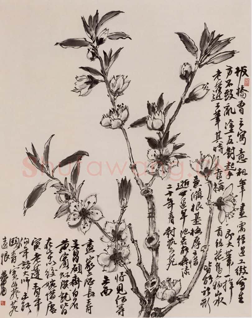 黄胄《桃花》书画作品
