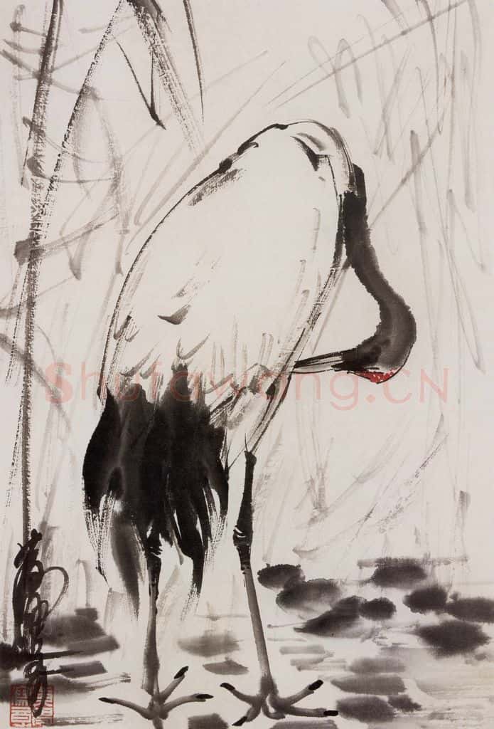黄胄《鹤》书画作品