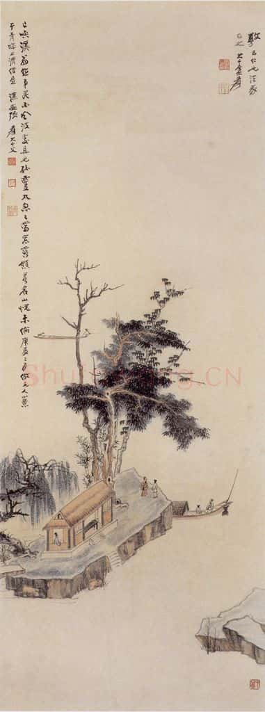 张大千 江边小景图 书画作品