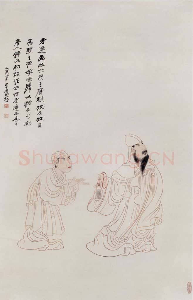 张大千 拟老莲归去来图 书画作品