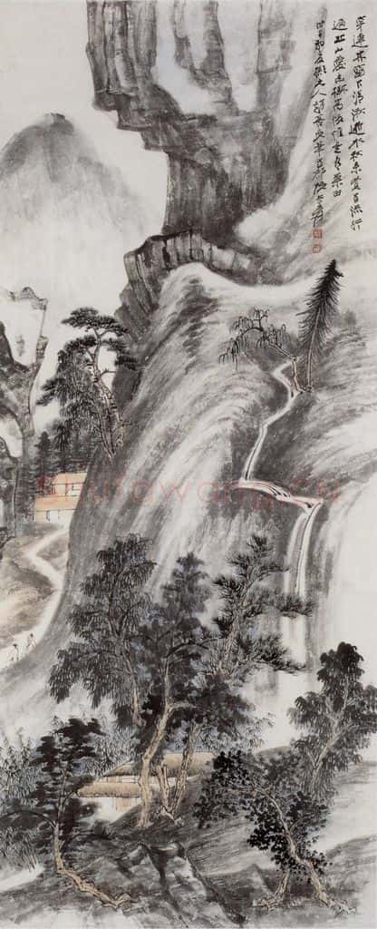  张大千 高山流泉图 书画作品