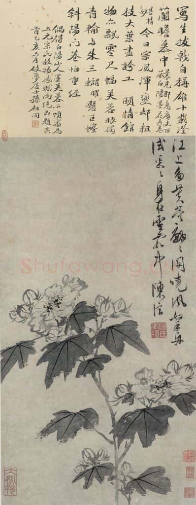 明 陈淳《芙蓉图》书画作品