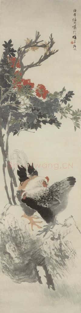 清 任颐《花卉禽鸟四条屏》书画作品