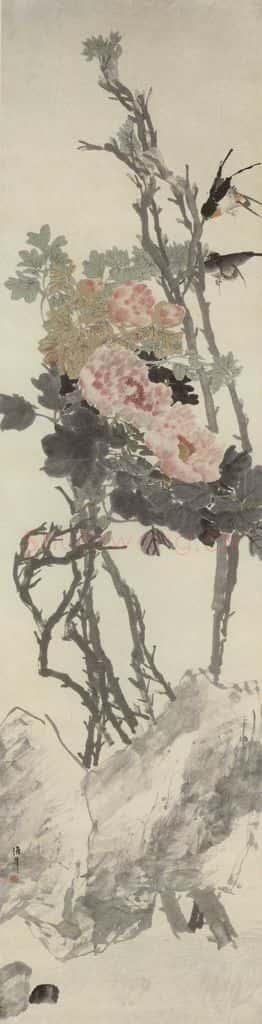 清 任颐《花卉禽鸟四条屏》书画作品