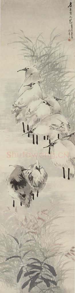 清 任颐《花卉禽鸟四条屏》书画作品