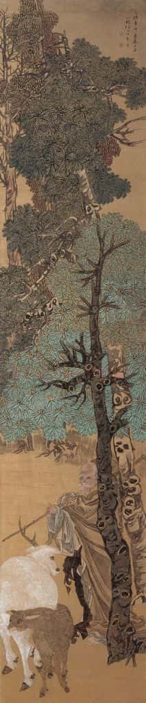 清 任颐《人物故事四条屏》书画作品