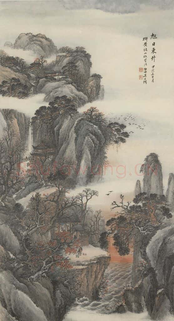 清 吴庆云《旭日东升图》书画作品
