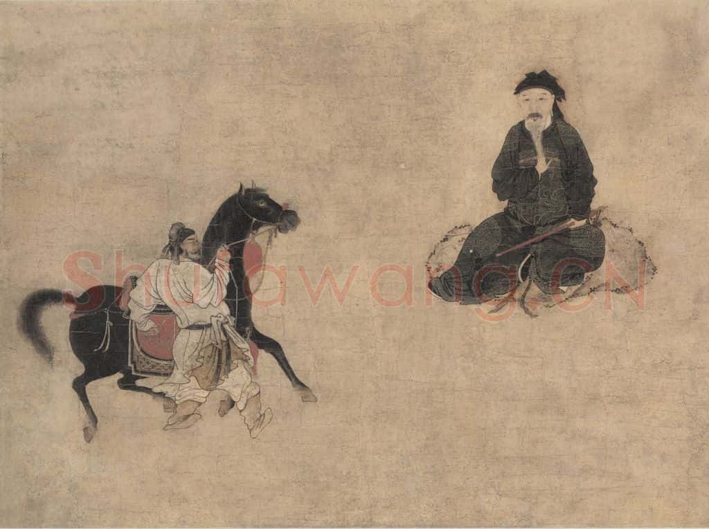 清 佚名《人马图》书画作品