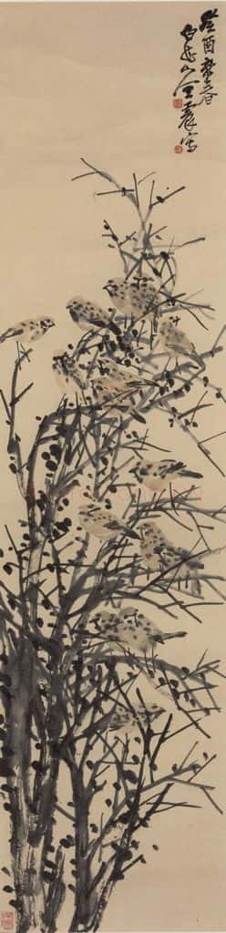  王震《瓦雀图》书画作品