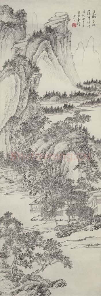 溥儒《墨笔山水》书画作品