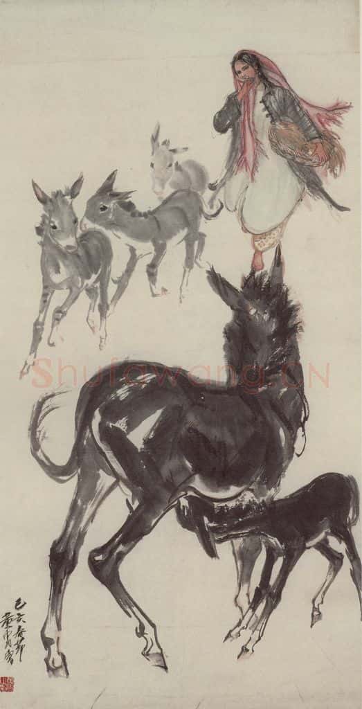  黄胄《牧驴图》书画作品
