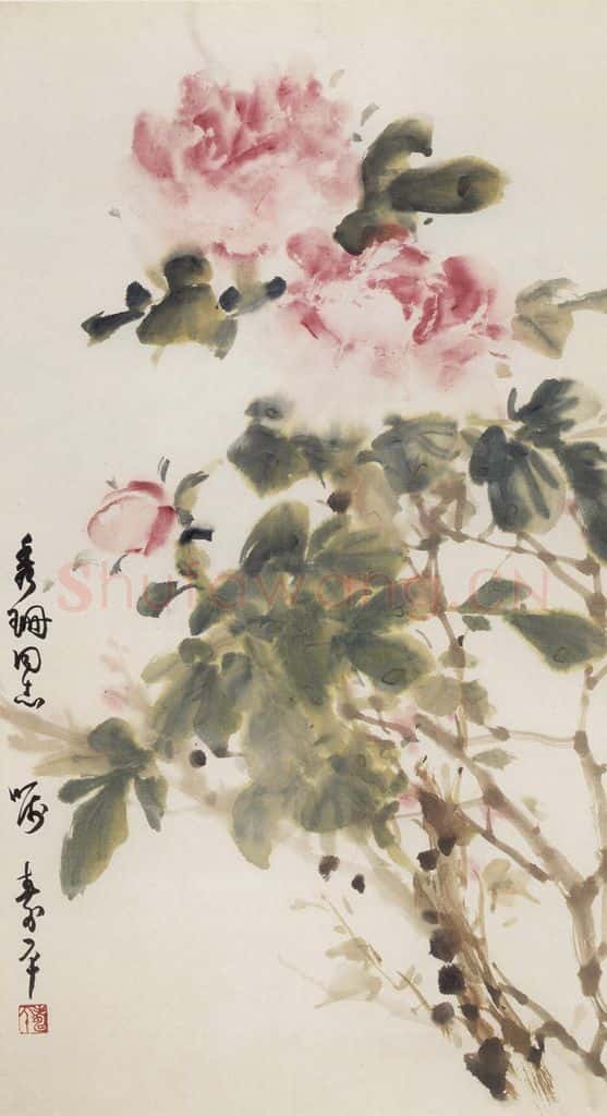60年代 董寿平《牡丹》书画作品