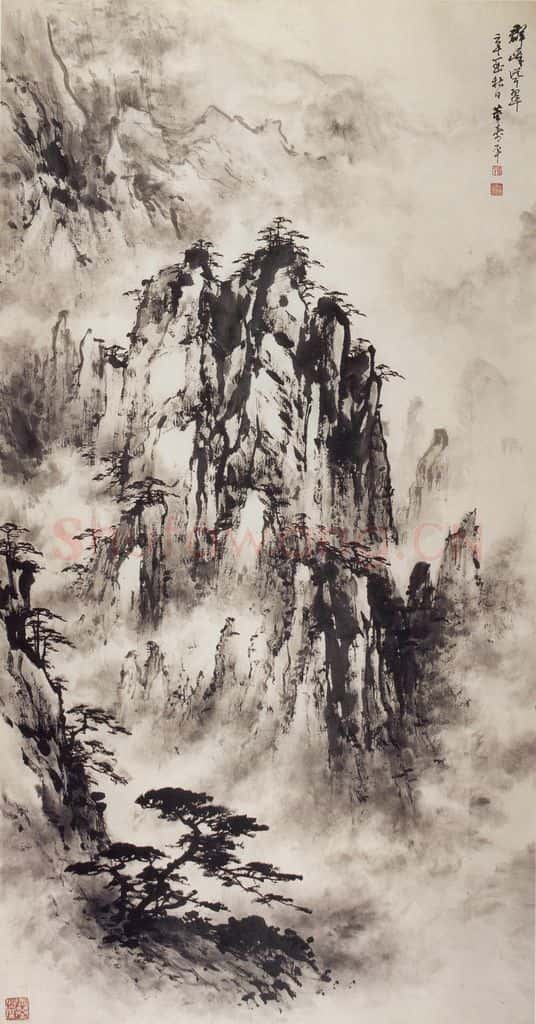 1981年 董寿平《群峰叠翠》书画作品