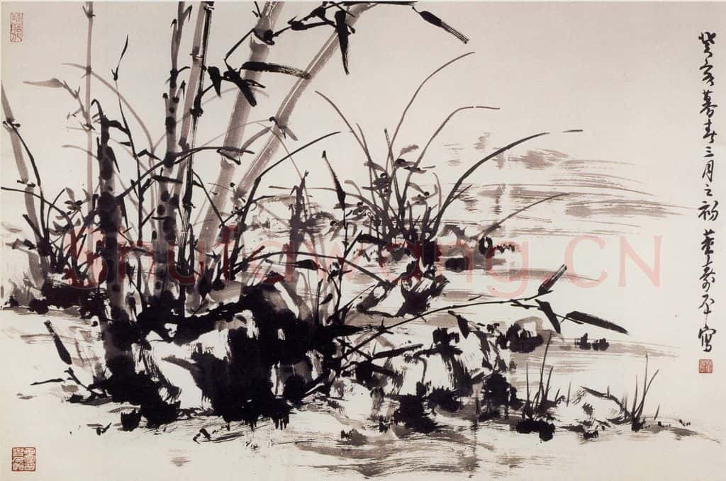 1983年 董寿平《兰竹》书画作品