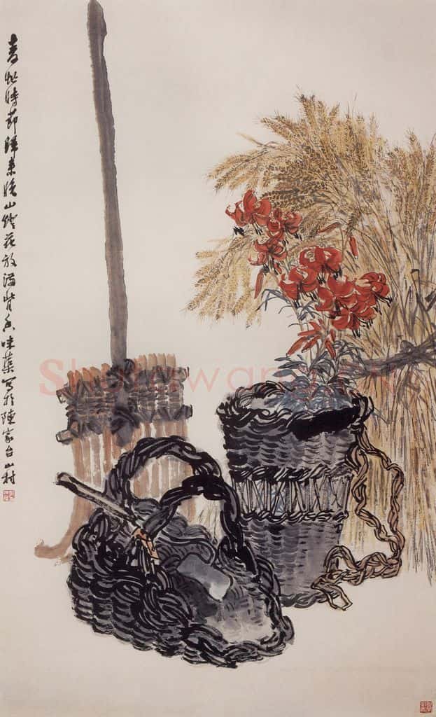 1963年 郭味蕖《麦收时节》书画作品