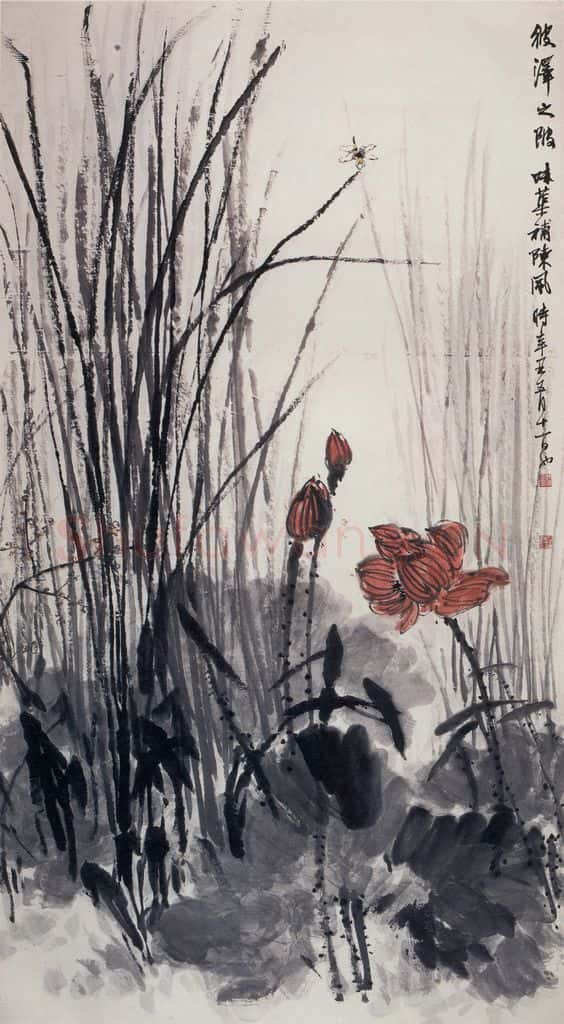1965年 郭味蕖《彼泽之陂》书画作品