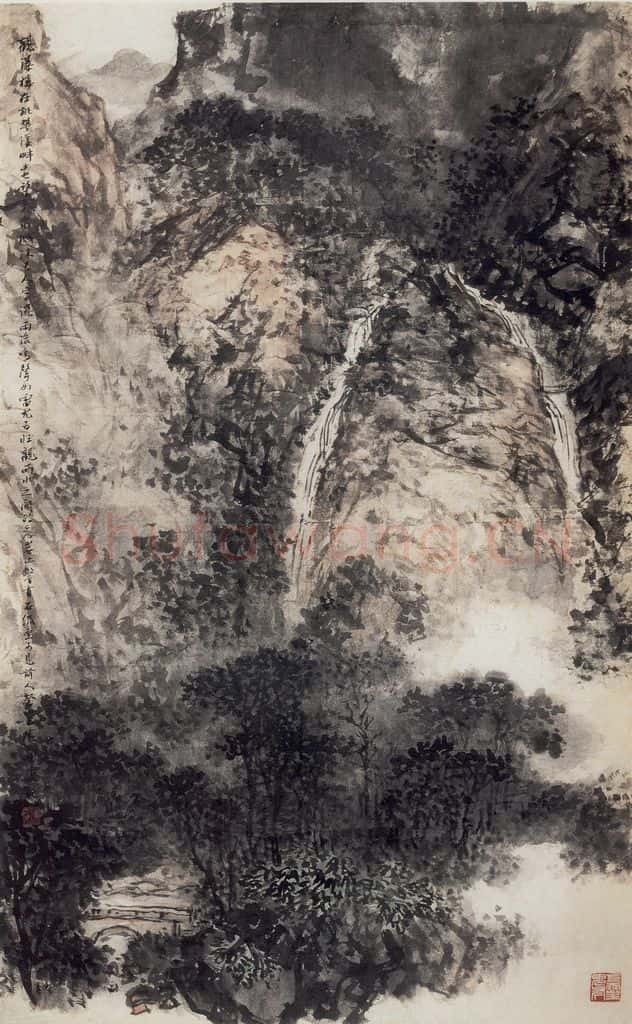1962年 郭味蕖《观瀑楼》书画作品