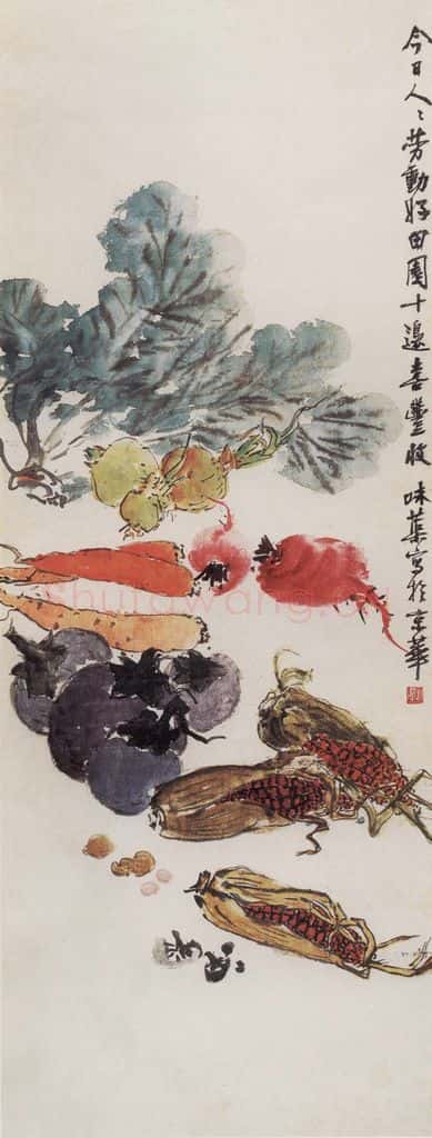 1958年 郭味蕖《喜丰收》书画作品