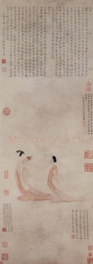 明 文徵明《湘君湘夫人图轴》书画作品