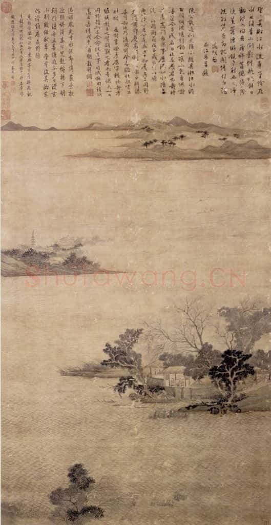 明 文徵明《淞江图轴》书画作品