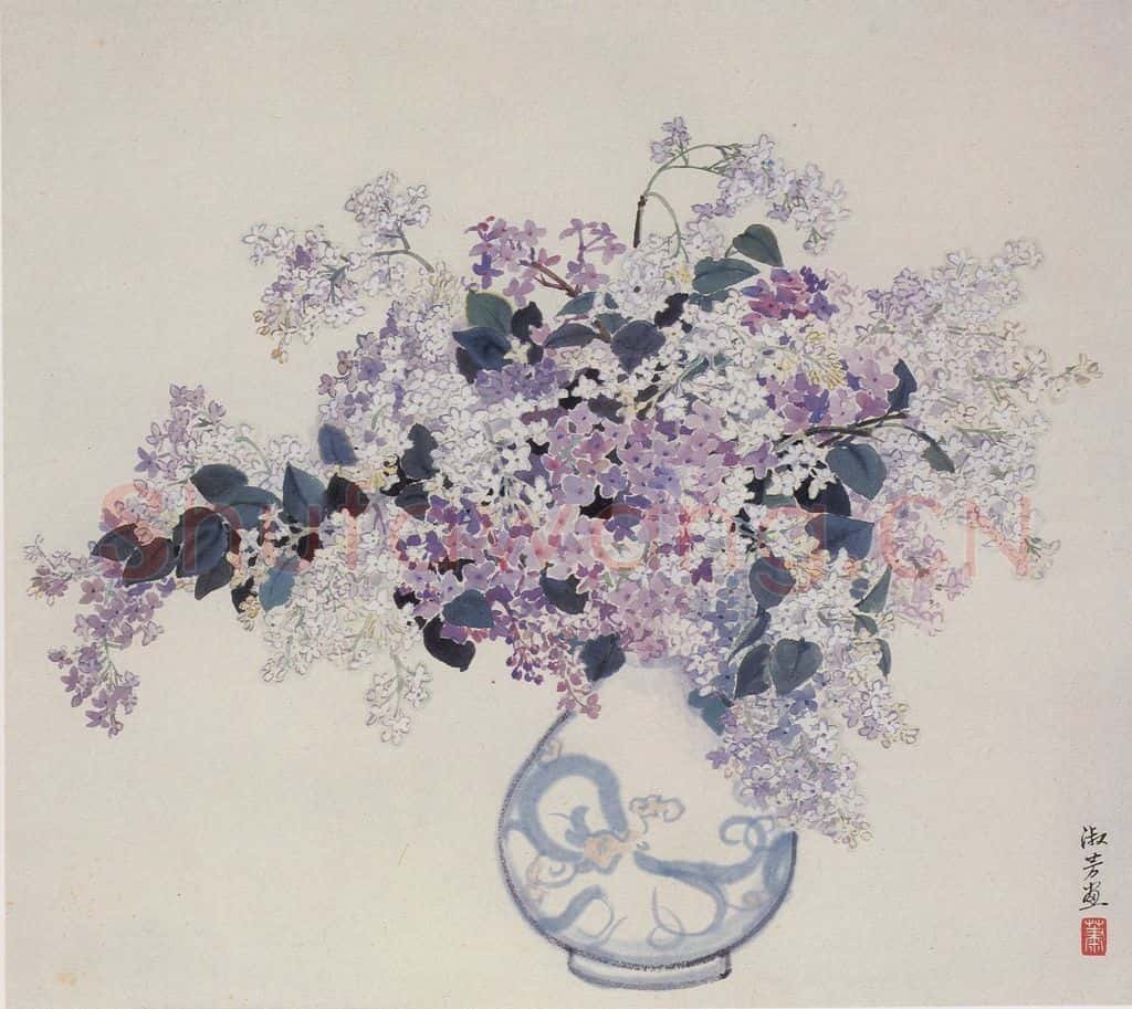 60年代 萧淑芳 丁香 书画作品