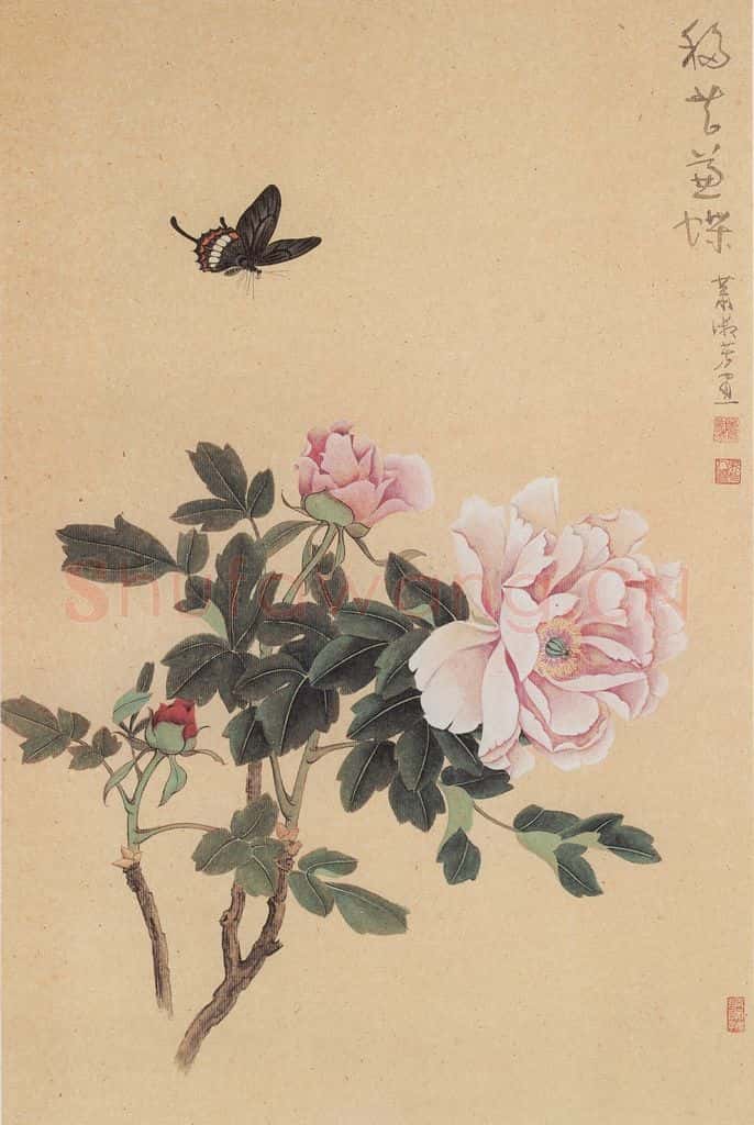 60年代 萧淑芳 移花兼蝶 书画作品