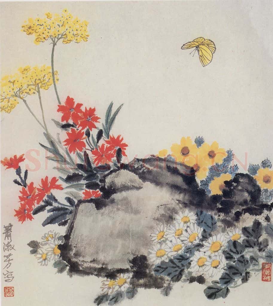70年代 萧淑芳 山花烂漫 书画作品