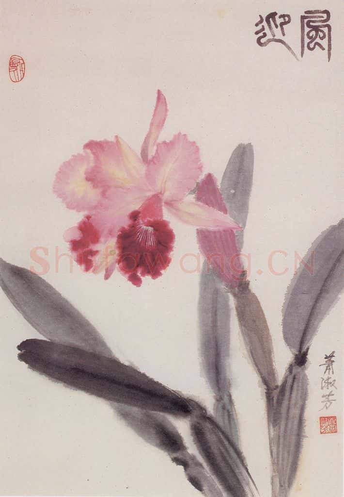 80年代 萧淑芳 迎风 书画作品
