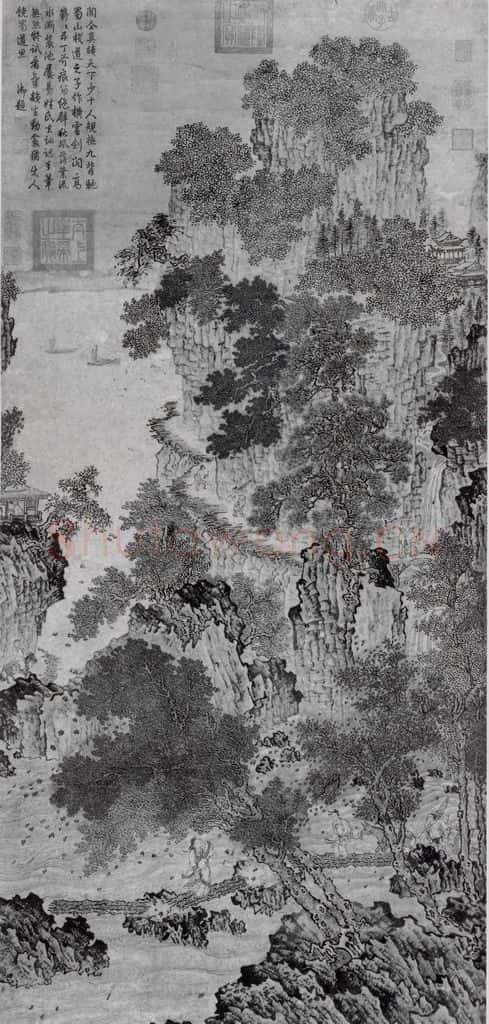 五代 关仝 蜀山栈道图 书画作品