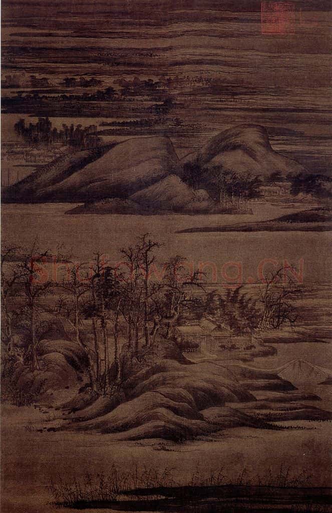 五代 董源 寒林重汀图 书画作品