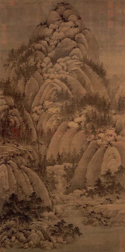 五代 巨然 秋山问道图 书画作品