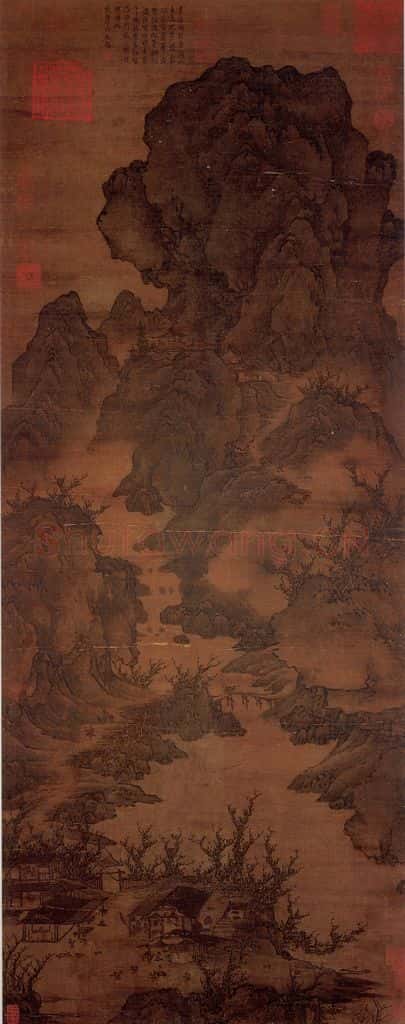 五代 关仝 关山行旅图 书画作品