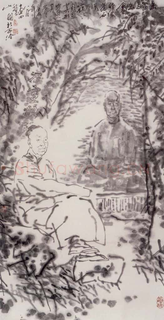 2000年 吴山明《广场的风》书画作品